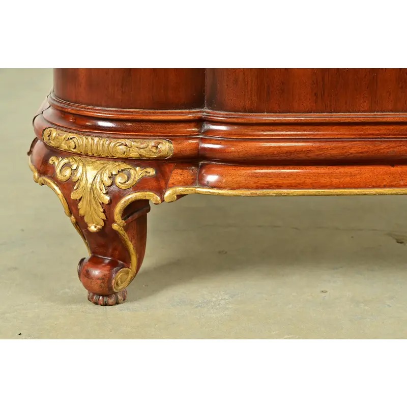 Paul Sormani Style Antique French Provincial Louis XV Burled Mahogany and Gold Gilt Queen Size Bed - Image 11