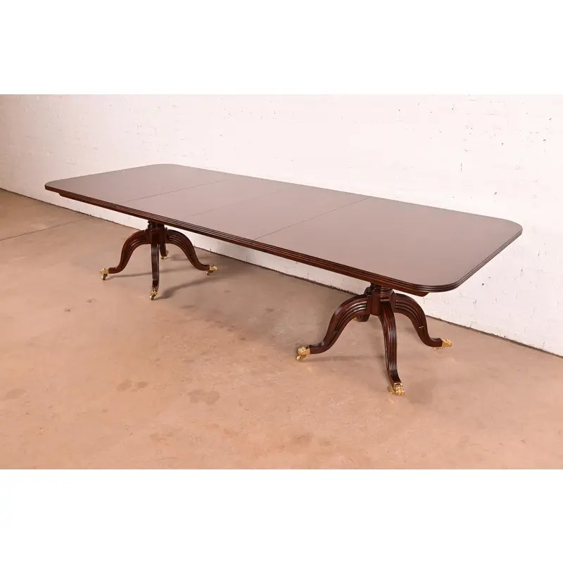 Ralph Lauren Regency Carved Mahogany "Duke" Extension Dining Table, Newly Refinished