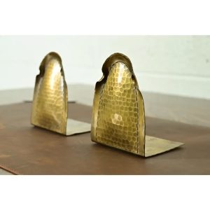 Roycroft Arts & Crafts Hammered Brass Over Copper Bookends, Circa 1920s