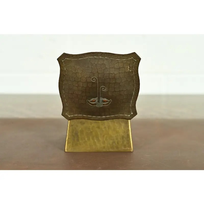 Roycroft Arts & Crafts Hammered Brass Over Copper Inkwell - Image 11
