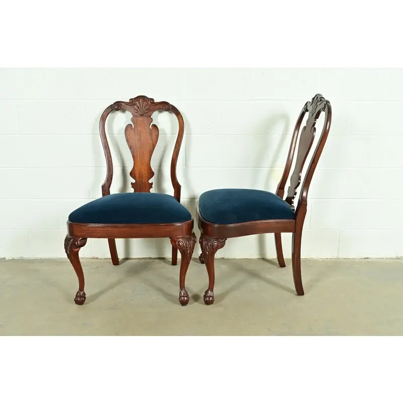 Smith & Watson Georgian Carved Mahogany Side Chairs or Dining Chairs, Pair - Image 11