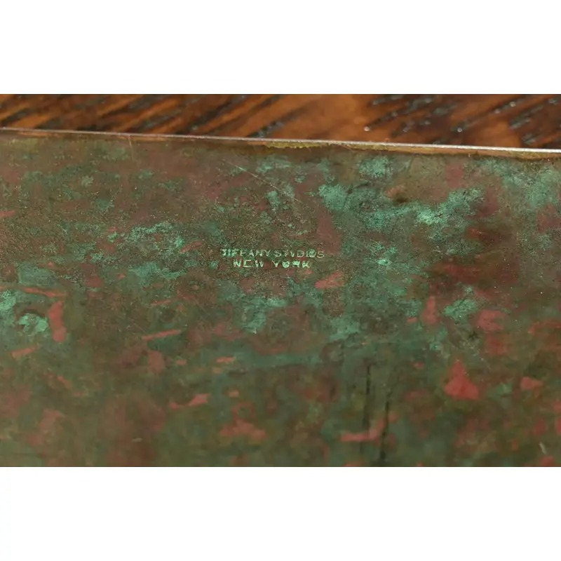 Tiffany Studios New York Grapevine Bronze Blotter Corners With Leather Desk Blotter - Image 11