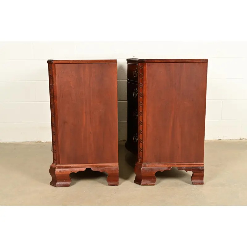 Baker Furniture Historic Charleston Chippendale Carved Mahogany Serpentine Front Dresser Chests, Pair - Image 12