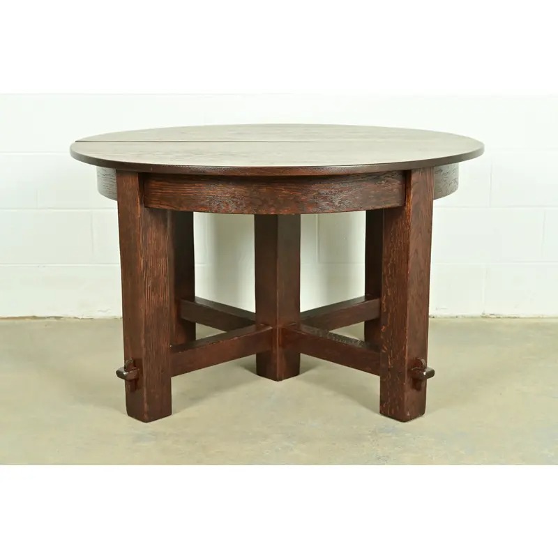 Early Gustav Stickley Antique Mission Oak Arts & Crafts Extension Dining Table, Newly Refinished - Image 12