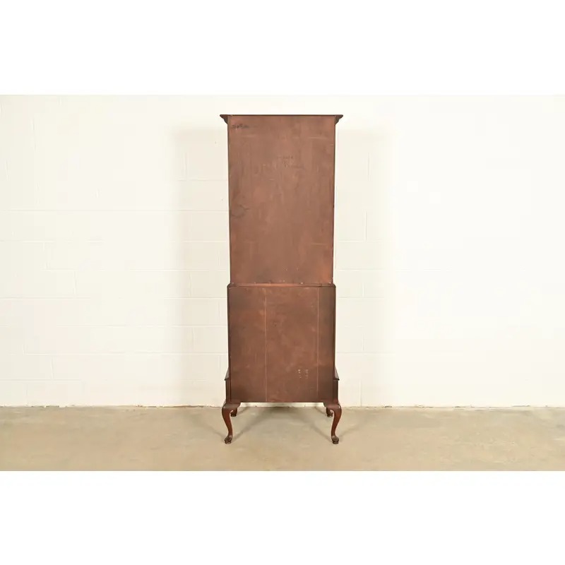 Ethan Allen Georgian Cherry Wood Bureau With Drop Front Secretary Desk and Bookcase Hutch, Circa 1970s - Image 12