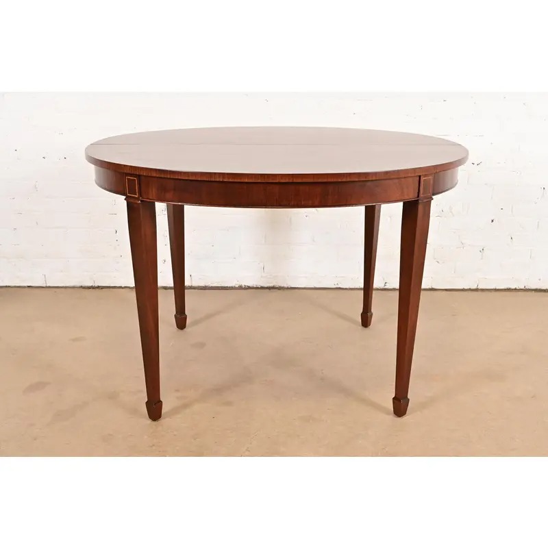 Kindel Furniture Federal Banded Mahogany Extension Dining Table, Newly Refinished - Image 12