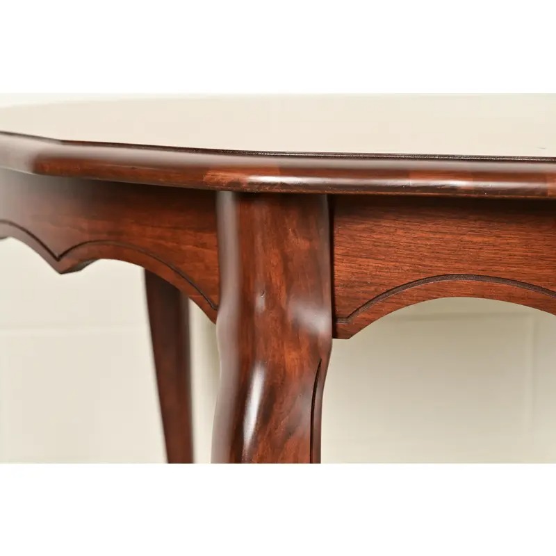 Kindel Furniture French Provincial Louis XV Carved Cherry Wood Extension Dining Table, Newly Refinished - Image 12