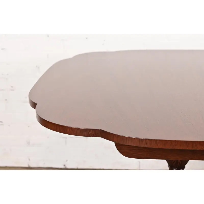 Kindel Furniture Georgian Mahogany Double Pedestal Extension Dining Table, Newly Refinished - Image 12