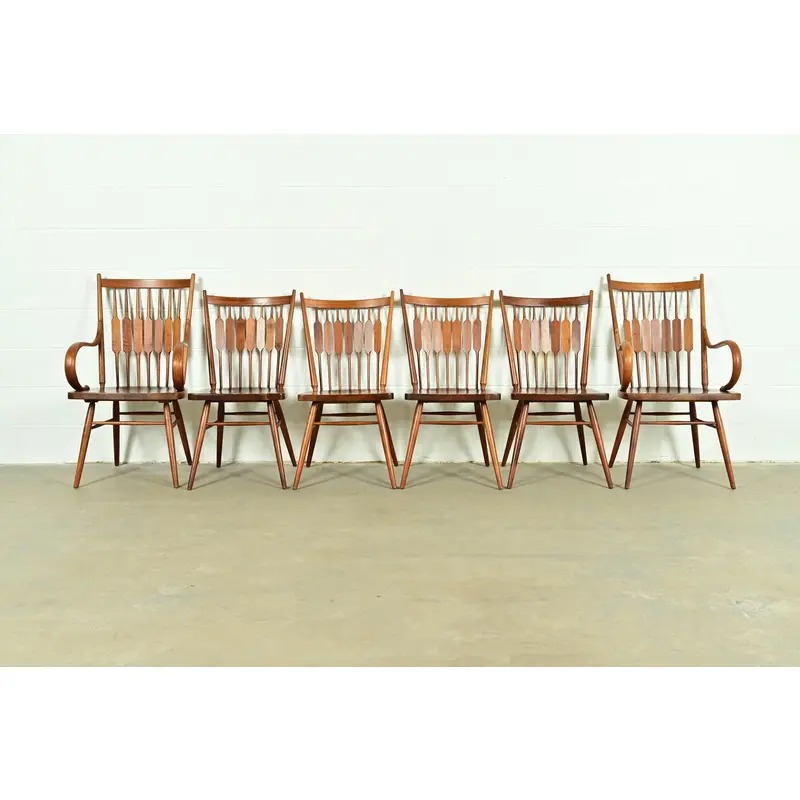 Kipp Stewart for Drexel Declaration Sculpted Walnut Side Chairs or Dining Chairs, Pair - Image 12
