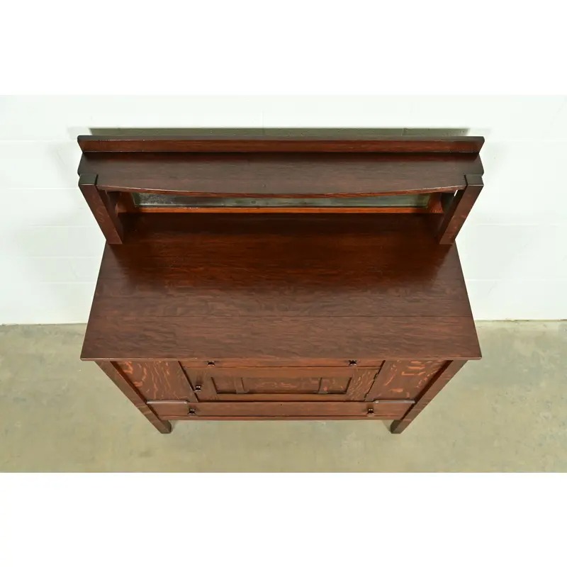 Stickley Brothers Style Antique Mission Oak Arts & Crafts Sideboard or Bar Cabinet, Circa 1910 - Image 12