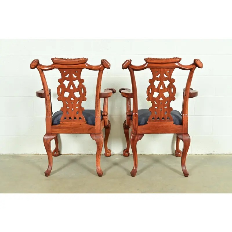 Baker Furniture Style Chippendale Carved Mahogany Dining Chairs, Set of Eight - Image 13