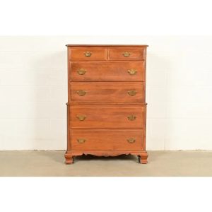 Chippendale Solid Maple Highboy Dresser by Kling, Circa 1960s