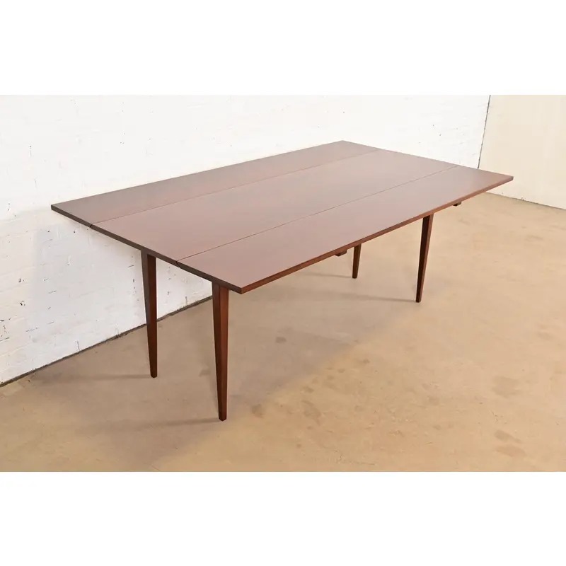 Eldred Wheeler Early American Shaker Solid Cherry Wood Drop Leaf Harvest Dining Table, Newly Refinished
