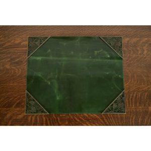 Tiffany Studios New York Grapevine Bronze Blotter Corners With Leather Desk Blotter