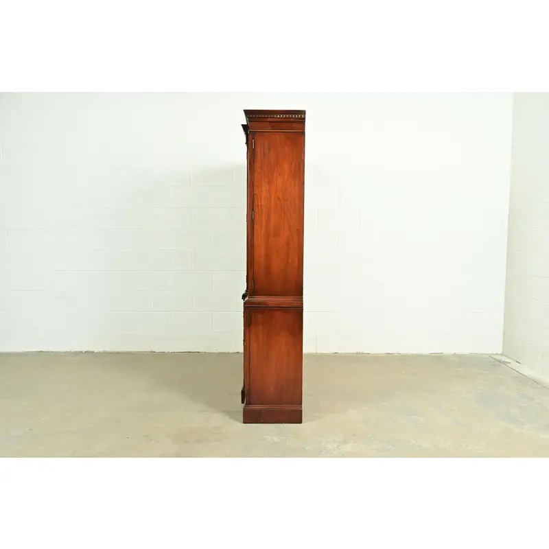 White Furniture Georgian Flame Mahogany Breakfront Bookcase Cabinet, Circa 1960s - Image 13