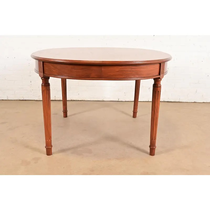 Henredon Style French Regency Louis XVI Teak Extension Dining Table, Newly Refinished - Image 14