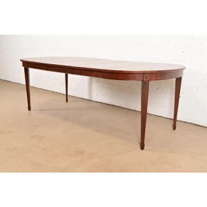 Kindel Furniture Federal Banded Mahogany Extension Dining Table, Newly Refinished