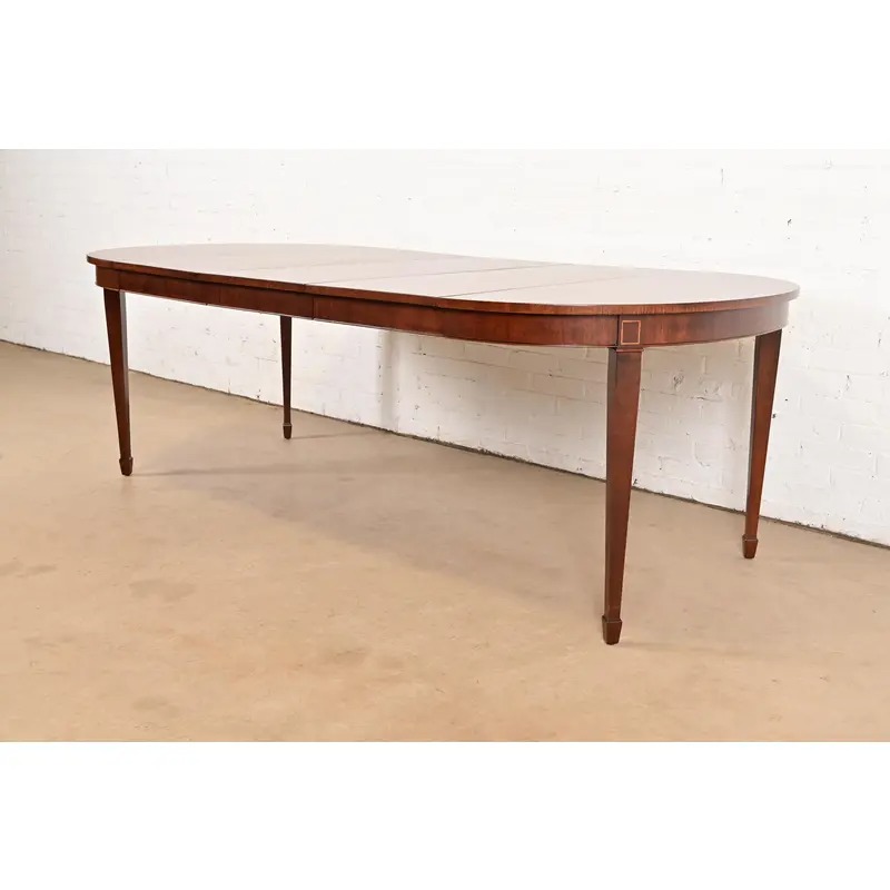 Kindel Furniture Federal Banded Mahogany Extension Dining Table, Newly Refinished