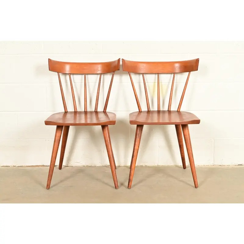 Paul McCobb Planner Group Mid-Century Modern Spindle Back Side Chairs or Dining Chairs, Pair