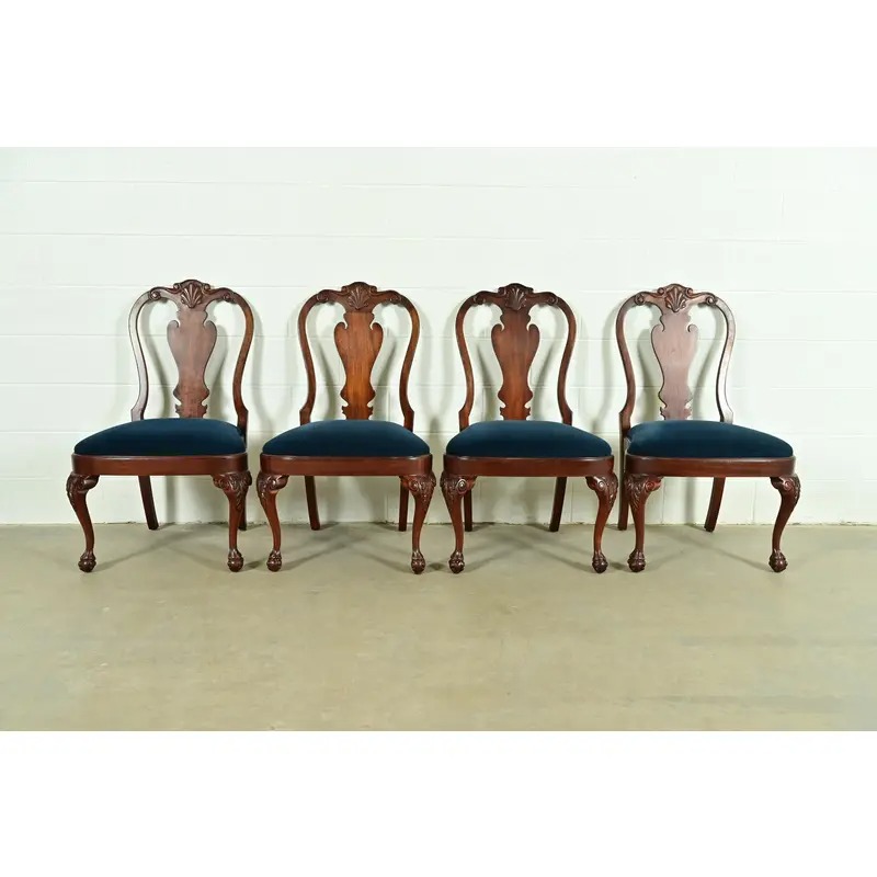 Smith & Watson Georgian Carved Mahogany Dining Chairs, Set of Four