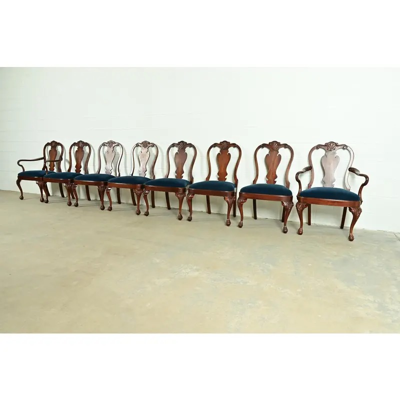 Smith & Watson Georgian Carved Mahogany Side Chairs or Dining Chairs, Pair - Image 14