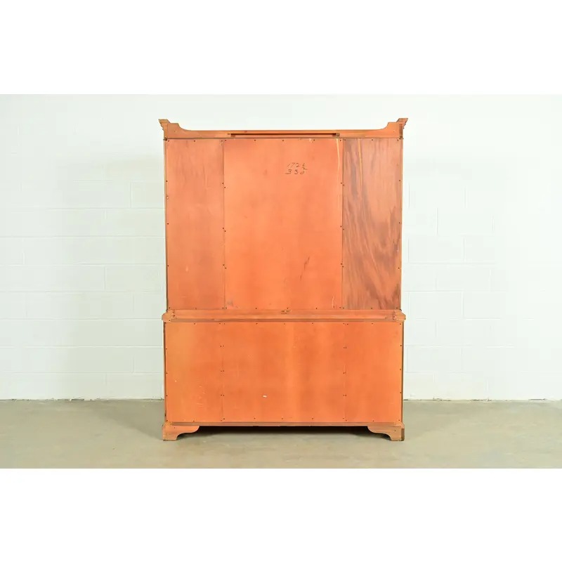 White Furniture Georgian Flame Mahogany Breakfront Bookcase Cabinet, Circa 1960s - Image 14
