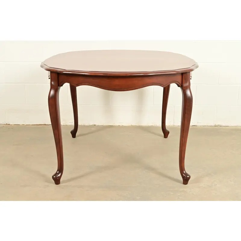 Kindel Furniture French Provincial Louis XV Carved Cherry Wood Extension Dining Table, Newly Refinished - Image 15