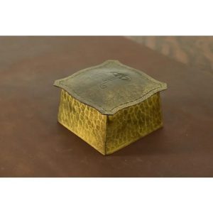Roycroft Arts & Crafts Hammered Brass Over Copper Inkwell