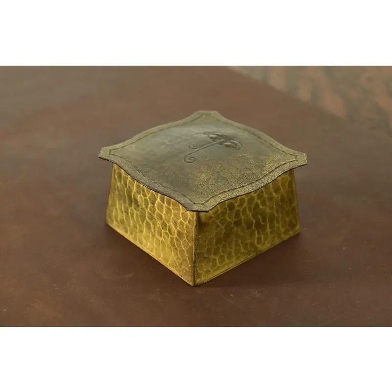 Roycroft Arts & Crafts Hammered Brass Over Copper Inkwell