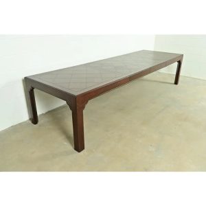 Henredon Mid-Century Hollywood Regency Chinoiserie Oak Extension Dining Table, Newly Refinished