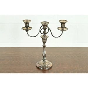Tiffany & Co. Style Antique Victorian Silverplate Three-Light Candelabra