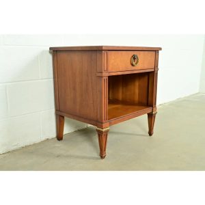 Henredon French Regency Louis XVI Carved Walnut Nightstand, Circa 1960s
