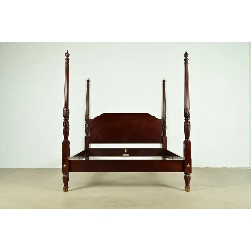 Baker Furniture Historic Charleston Collection Georgian Carved Mahogany King Size Poster Bed - Image 2