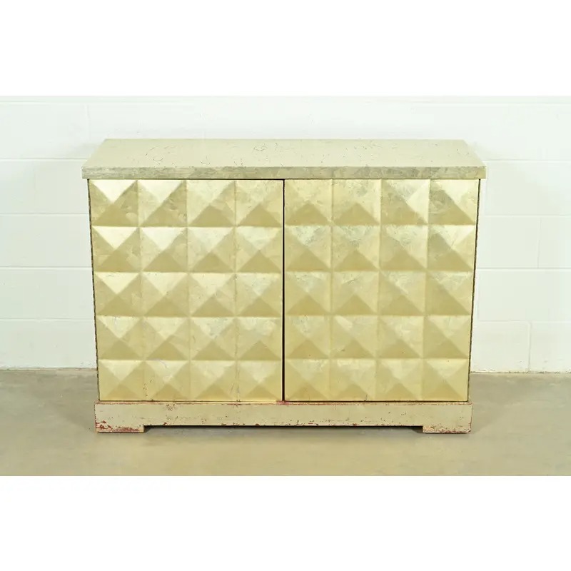 Barbara Barry for Baker Furniture Diamond Silver Leaf Cabinet or Credenza - Image 2