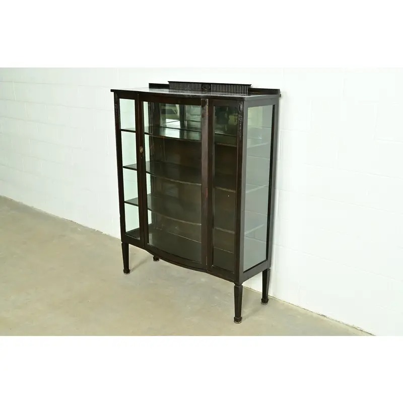 Berkey & Gay Style Antique French Regency Louis XVI Carved Mahogany Bookcase or Display Cabinet, Circa 1900 - Image 2