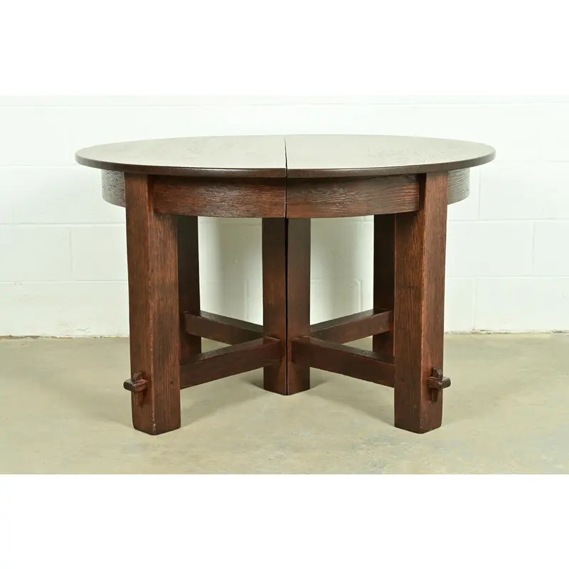 Early Gustav Stickley Antique Mission Oak Arts & Crafts Extension Dining Table, Newly Refinished - Image 2