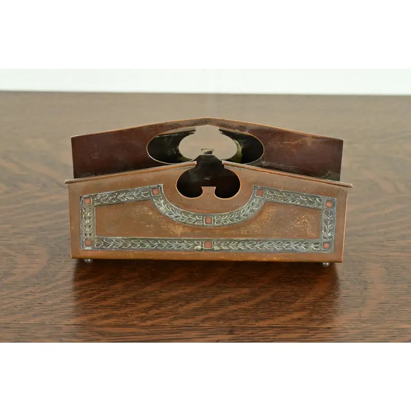 Heintz Arts & Crafts Sterling Silver on Bronze Letter Rack - Image 2