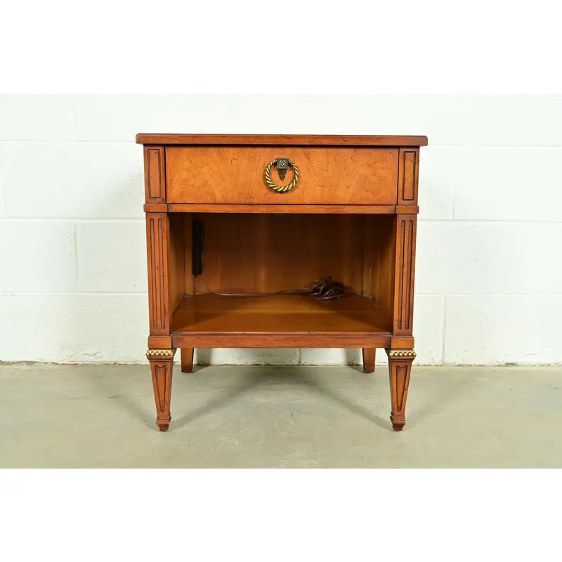 Henredon French Regency Louis XVI Carved Walnut Nightstand, Circa 1960s - Image 2