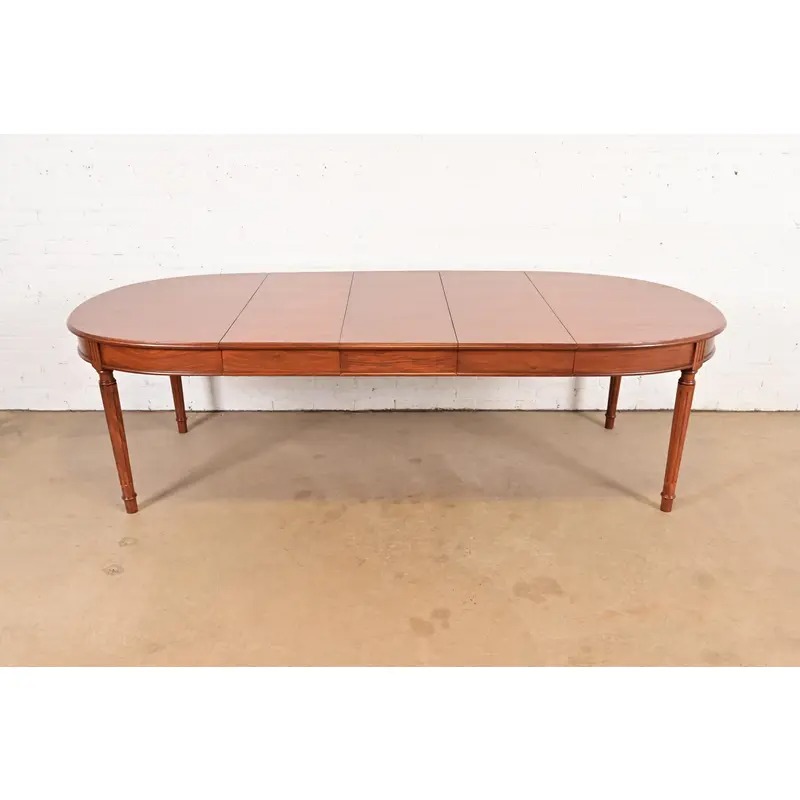 Henredon Style French Regency Louis XVI Teak Extension Dining Table, Newly Refinished - Image 2