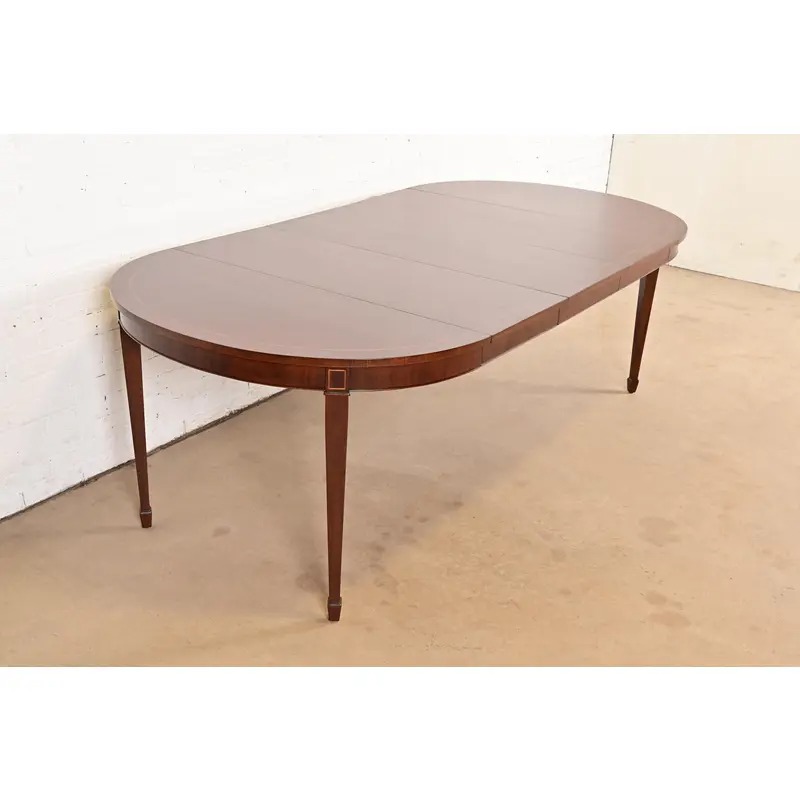 Kindel Furniture Federal Banded Mahogany Extension Dining Table, Newly Refinished - Image 2