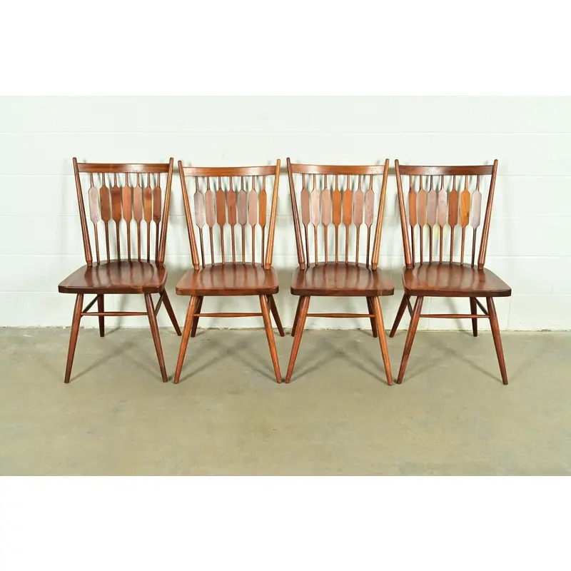 Kipp Stewart for Drexel Declaration Sculpted Walnut Dining Chairs, Set of Four - Image 2