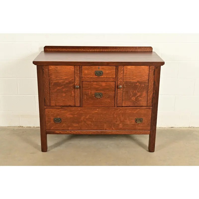 Lifetime Furniture Antique Mission Oak Arts & Crafts Sideboard, Newly Refinished - Image 2