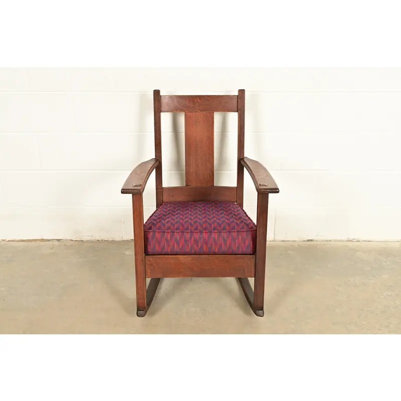 Limbert Antique Mission Oak Arts & Crafts Rocking Chair, Circa 1910 - Image 2