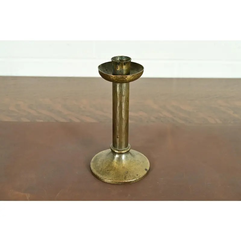 Roycroft Arts & Crafts Brass Finished Hammered Copper Candlestick - Image 2