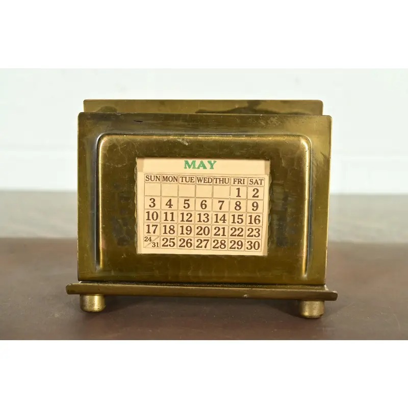 Roycroft Arts & Crafts Brass Finished Hammered Copper Letter Rack With Calendar Frame or Picture Frame - Image 2