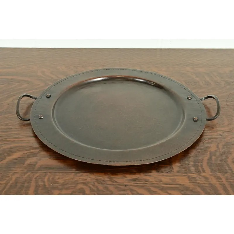 Roycroft Arts & Crafts Hammered Copper Large Handled Tray - Image 2