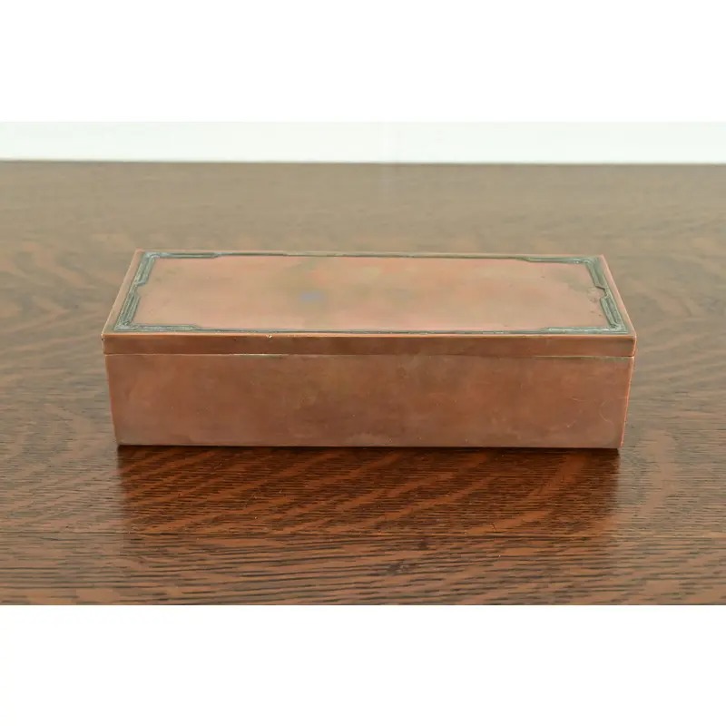 Silver Crest Arts & Crafts Sterling Silver on Bronze Cigar Box or Humidor - Image 2