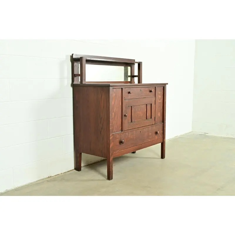 Stickley Brothers Style Antique Mission Oak Arts & Crafts Sideboard or Bar Cabinet, Circa 1910 - Image 2