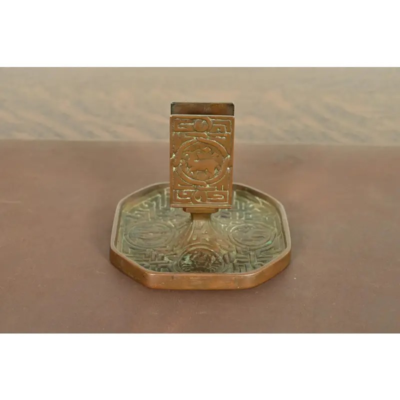 Tiffany Studios New York Zodiac Pattern Bronze Match Box Holder - Image 2