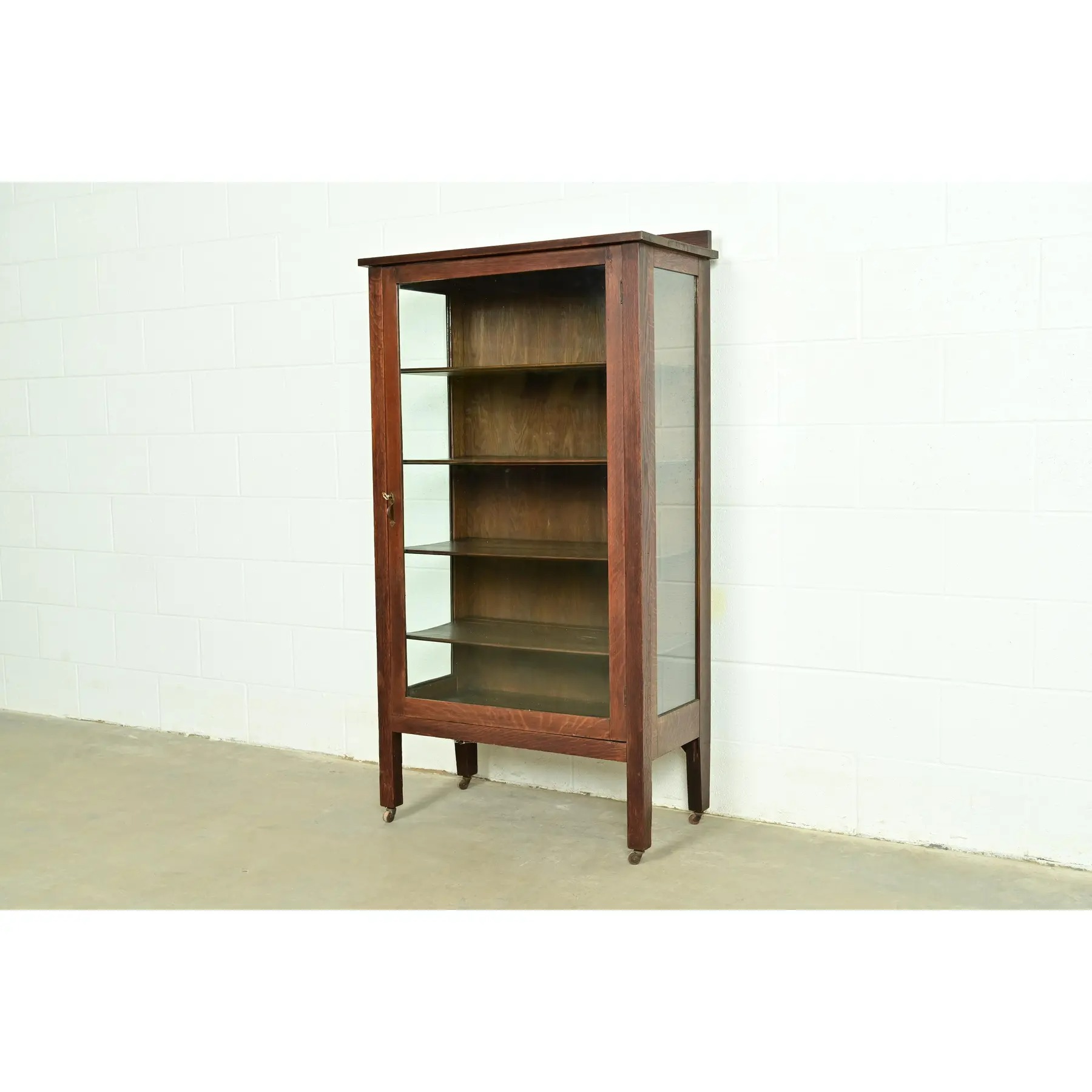 Limbert Style Antique Mission Oak Arts & Crafts Bookcase or China Cabinet, Circa 1910 - Image 6
